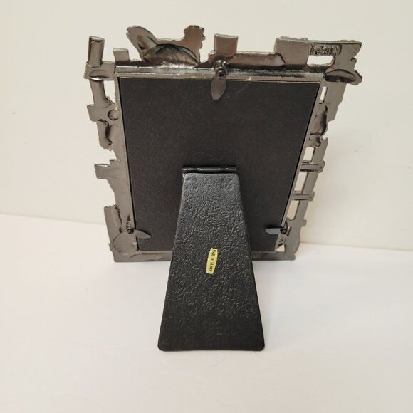 Vtg Pewter Free Standing Country Farm Theme Chicken Lantern Picture Photo Frame - Picture 2 of 5
